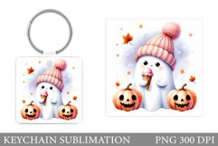 Cute Ghost Keychain Design. Cute Halloween Keychain Product Image 1
