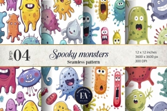 Cute baby monster Digital Paper | Spooky Bacteria Pattern Product Image 1