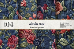 Embroidered Denim Digital Paper| Rose Denim Pattern Product Image 1