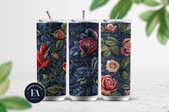 Embroidered Denim Digital Paper| Rose Denim Pattern Product Image 2