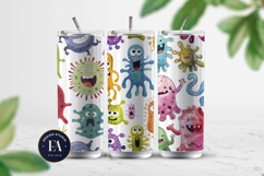Cute baby monster Digital Paper | Spooky Bacteria Pattern Product Image 2