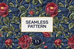 Embroidered Denim Digital Paper| Rose Denim Pattern Product Image 3