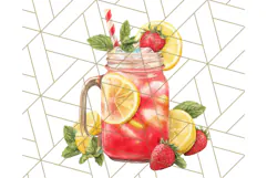 Strawberry Red Lemon Yellow Summer Clipart PNG, Summer Icons Product Image 5