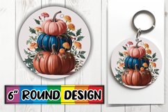 Festive Autumn Pumpkin Round Design with Flowers PNG Product Image 1