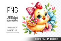 Cute Chicken, Animal Sublimation Clipart PNG Product Image 1