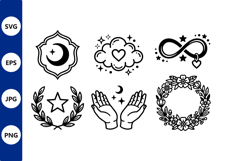 Black and White Mystic Symbols Vector Product Image 1