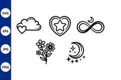 Heart star cloud flower moon infinity vector icon Product Image 1