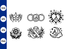Disability Awareness Vector Icons Black Line Art Product Image 1