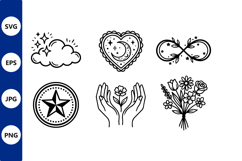Line Art Romantic Nature Icons Vector Product Image 1
