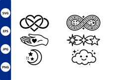 Infinity Heart Hand Moon Stars Cloud Vector Art Product Image 1