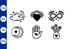 Heart Moon Flowers Infinity Vector Art Icons Product Image 1