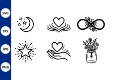 Heart infinity floral line art vector icons Product Image 1