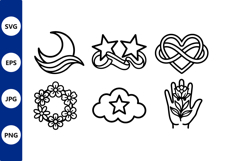 Black and White Love Infinity Heart Star Vector Icons Product Image 1