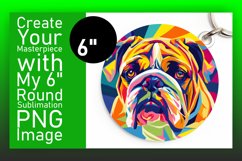 Playful Dog Design Round Keychain Sublimation Product Image 1