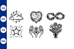 Celestial flower infinity heart moon vector icons Product Image 1