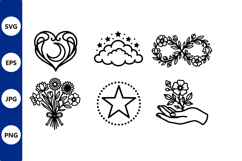 Black and White Floral Vector Icon Product Image 1