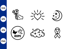 Hope icon with heart moon stars ribbon Product Image 1