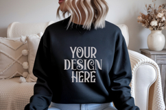Black Gildan 18000 Sweatshirt Mockup,G18000 Crewneck Sweatsh Product Image 1