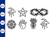 Black and White Moon Star Hand Flower Infinity Vector Product Image 1