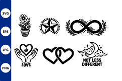 Love heart infinity star floral vector icons Product Image 1