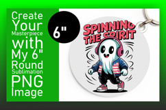 Artistic Keychain Round Design PNG , Funny Ghost Product Image 1