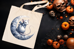 Funny Halloween rat clipart| Blue moon in night shirt design Product Image 3
