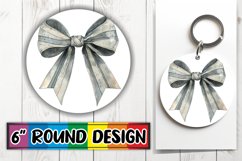Watercolor Bow Round PNG Design for Sublimation Art Product Image 1