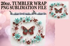 Spring Blooms Butterfly Tumbler Wrap - 20oz 3D Product Image 1