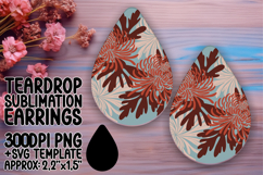 Cute Teardrop Earrings Sublimation PNG , Flowers Product Image 1