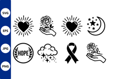 Hope Hearts Rose Hand Ribbon Vector Art Illustration Product Image 1