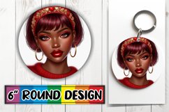 Cozy Keychain Round Design PNG, Love Girl Product Image 1