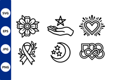 of Flower Star Moon Heart Ribbon Infinity Icons Product Image 1