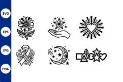 Black and White Line Art Vector Icons Product Image 1