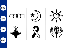 Black white simple icon six pieces vector illustration Product Image 1