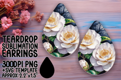 Creative Teardrop Earrings Sublimation Template , Flowers Product Image 1