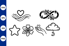 Hand Heart Star Flower Infinity Cloud Vector Icons Product Image 1
