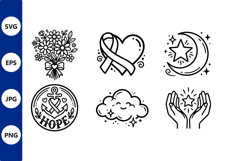 Hope Ribbon Heart Anchor Moon Star Vector Icons Product Image 1