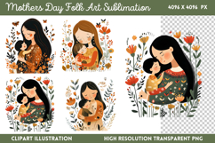 Mothers Day Folk Art Sublimation PNG Product Image 1