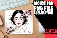 Cheerful Mouse Pad Sublimation PNG, Beauty Woman Product Image 1
