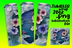 3D Flower Hole Tumbler Wrap - Sublimation Design for 20oz Product Image 1