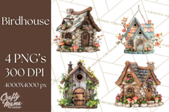 Cottagecore Birdhouse Clipart PNG, Whimsical Fairy Houses Product Image 1