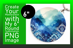 Creative Keychain Round Design PNG , Watercolor Patter Product Image 1