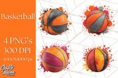 Basketball Clipart PNG with Team Color Paint Splash Design Product Image 1