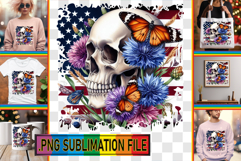Joyful TSHIRT Sublimation Ideas, Skull USA Product Image 1