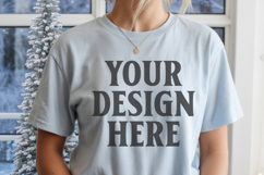 Christmas Comfort Colors 1717 Chambray T-Shirt Mockup Real M Product Image 1