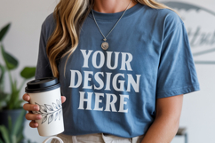 Blue Comfort Colors 1717 Christmas Shirt Mockup, Cozy Product Image 1