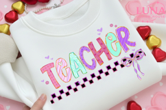 Preppy Teacher Valentine Glitter Png, Loved Teacher Png Product Image 6