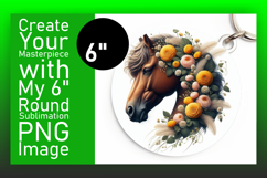 Dynamic Keychain Round Design PNG , Horse Product Image 1
