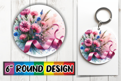 Blissful Circle Coaster Sublimation PNG, Flowers Product Image 1