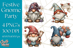 Winter Metallic New Year Gnomes PNG Clipart Product Image 1
